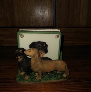 Dog coster holder with dog and bird coasters